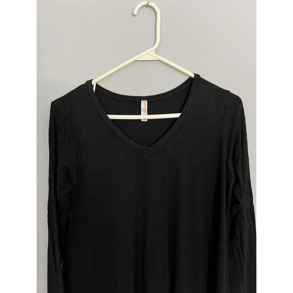 Popana Tunic Shirt Womens Large Long Sleeve Stretch‎ Pullover Made USA Basic - Picture 2 of 13